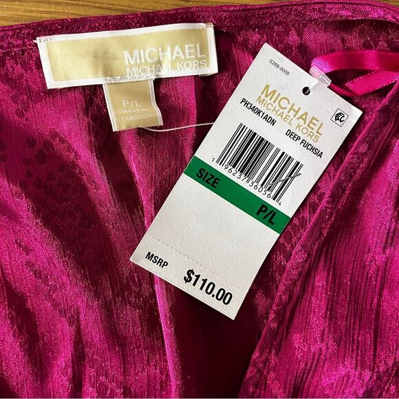 MICHAEL Michael Kors Jacquard Print Faux Wrap Peplum top deep fuchsia - PL - Picture 11 of 11
